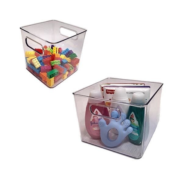 Kit 02 Organizadores Diamond 15x15x15cm e 20x20x15cm Cristal Paramount - 2