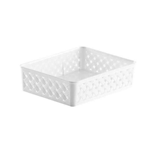 Cesto Organizador Rattan 24x19x6,5cm Branco Kit Com 3 Peças - 3