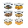 KIT 6 Potes Herméticos Quadrados 480ml Empilhável Paramount - 1