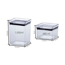 KIT 8 Potes Herméticos Quadrados 480/1000ml Empilhável Paramount - 3