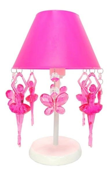 Abajur Infantil Luminária Borboletas Tema Bailarinas Decorar Quarto Bebê Menina Cor Rosa Pink