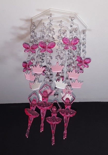 Lustre Plafon Luminária Borboletas Bailarinas Rosa Decoração Quarto Infantil Menina Bebê 17x35cm - 4