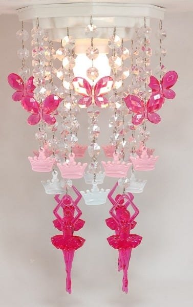 Lustre Plafon Iluminação Borboletas Bailarinas Decorar Quarto de Criança Infantil Bebê 17x35cm Rosa - 3