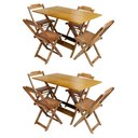 Ver imagem 1 de Kit 2 Jogos De Mesa Dobravel 120X70 Em Madeira Maciça Com 4 Cadeiras - Mel - Marrom