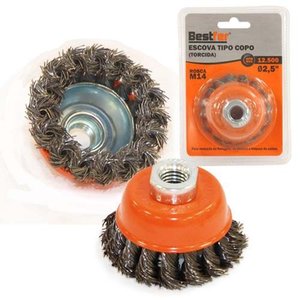 Escova Tipo Copo Torcida 2,5pol M14 - Bestfer