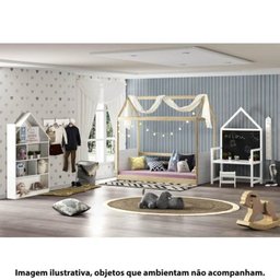 Conjunto Bicama Reversivel Casinha com Telhado e Led, Janela, Grade e Escadinha New Garden Casatema - 9