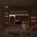 Ver imagem 3 de Bicama Infantil Casinha com LED, Janela e Escadinha New Garden Casatema MadeiraOriginals Branco/Azul