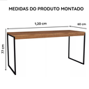 Ver imagem 4 de Escrivaninha Estilo Industrial para Computador Trabalho Home Office Mesa Diretor 120x60 Pés de Ferro