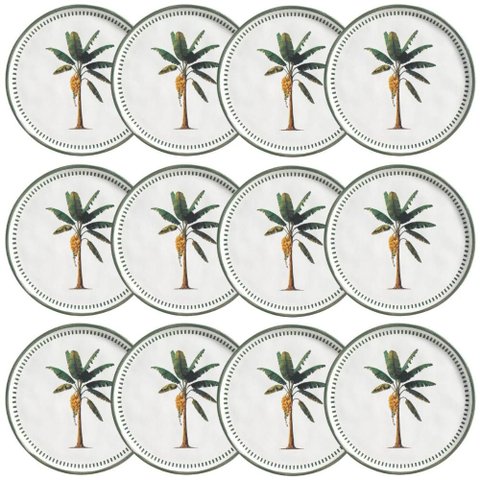 Conjunto 12 Pratos para Sobremesa Bio Bananê 21,5cm Mesa Posta Porto Brasil