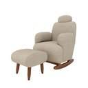 Ver imagem 3 de Poltrona Orgânica de Balanço Super Premium Aurora com Puff Tecido Chenille Bege Fendi