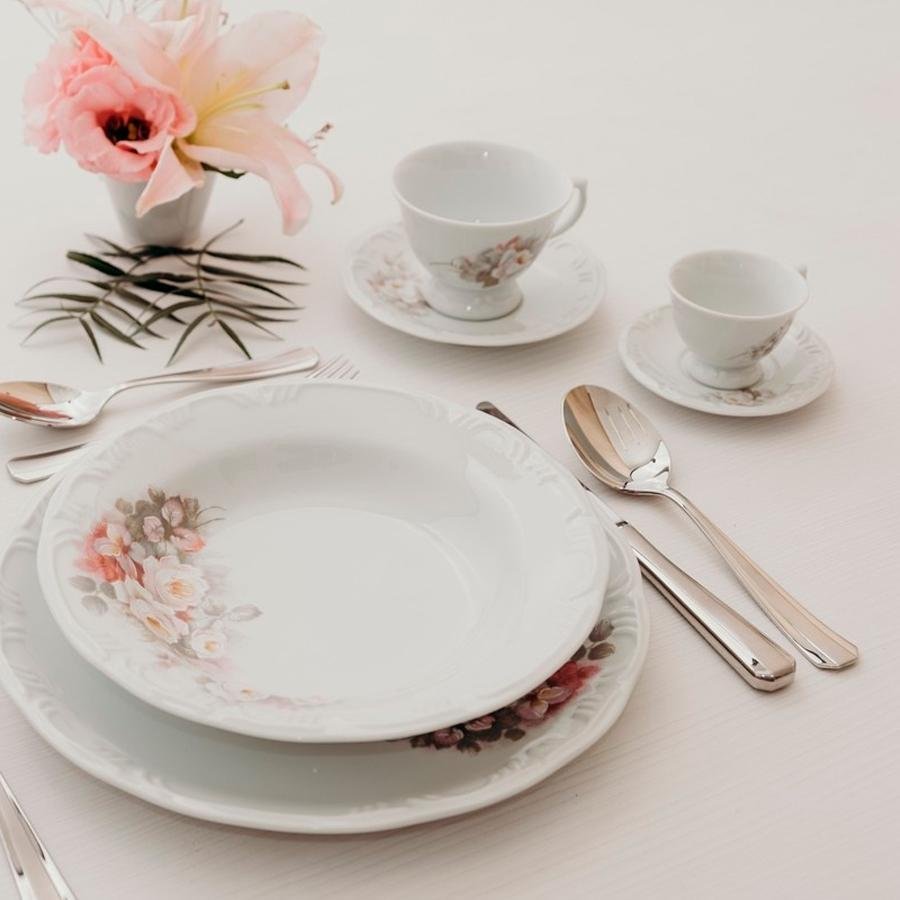 Jogo Jantar e Chá 60Pçs 12 Pessoas Porcelana Schmidt Eterna na Americanas  Empresas