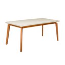 Ver imagem 3 de Mesa Jantar Luxo Jade 160x90cm Off White com 4 Cadeiras Estofadas Veludo Bege Base Madeira Maciça Me
