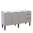 Ver imagem 1 de Gabinete de Aço Para Pia 160cm 3 Portas 3 Gavetas Jupter Cozimax Cinza Argila
