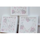 Ver imagem 6 de Trio Quadros Parede Decoração Quarto Menina Bebê D217 Infantil Borboleta Jardim Coração Pássaro