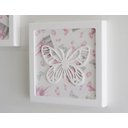 Ver imagem 3 de Trio Quadros Parede Decoração Quarto Menina Bebê D217 Infantil Borboleta Jardim Coração Pássaro