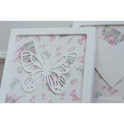 Trio Quadros Parede Decoração Quarto Menina Bebê D217 Infantil Borboleta Jardim Coração Pássaro - 9