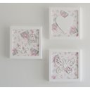 Ver imagem 1 de Trio Quadros Parede Decoração Quarto Menina Bebê D217 Infantil Borboleta Jardim Coração Pássaro