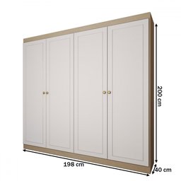 Guarda-roupa Casal 4 Portas Americano Savana/branco Fosco - Panorama Móveis - 5