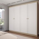 Ver imagem 1 de Guarda-roupa Casal 4 Portas Americano Savana/branco Fosco - Panorama Móveis
