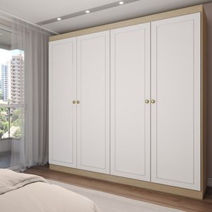 Guarda-roupa Casal 4 Portas Americano Savana/branco Fosco - Panorama Móveis