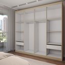 Ver imagem 4 de Guarda-roupa Casal 4 Portas Americano Savana/branco Fosco - Panorama Móveis