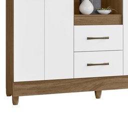 Guarda Roupa Casal Niterói Capelinha com Espelho 4 Portas e 2 Gavetas Naturale/Branco - PR Móveis - 4