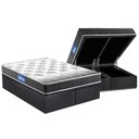 Ver imagem 1 de Conjunto Box Baú Queen: Colchão Espuma Probel D20 Guarda Costas Resistente Black + Base Crc Suede