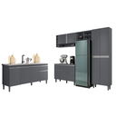 Ver imagem 1 de Cozinha Modulada Vanessa com Balcão para Pia 150mt Tatiane sem Tampo Cinza Ajl