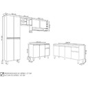 Ver imagem 3 de Cozinha Modulada Vanessa com Balcão para Pia 150mt Tatiane sem Tampo Cinza Ajl