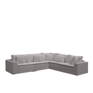 Sofá Modular Rivieira Linho Cinza Trovão - Meu Estofado Sofá Modular Riviera Sala Quarto Recepção Ha