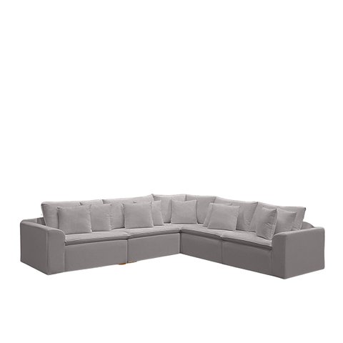 Sofá Modular Rivieira Linho Cinza Trovão - Meu Estofado Sofá Modular Riviera Sala Quarto Recepção Ha