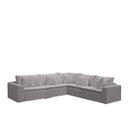 Ver imagem 1 de Sofá Modular Rivieira Linho Cinza Trovão - Meu Estofado Sofá Modular Riviera Sala Quarto Recepção Ha