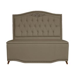 Cabeceira mais Calçadeira Casal King 195cm Para Cama Box Greta Suede Capuccino - DS Estofados - 1