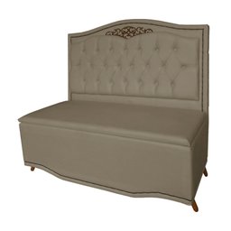 Cabeceira mais Calçadeira Casal King 195cm Para Cama Box Greta Suede Capuccino - DS Estofados - 2