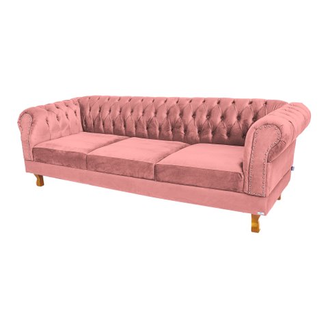 Dois Sofás Chesterfield Duque 3 lugares 1,80 - Suede Rosa / sala de estar, recepção, barbe