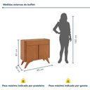 Ver imagem 4 de Buffet para Sala de Jantar Laqueado 100% MDF 2 Portas 92cm Pés Madeira Maciça Aros