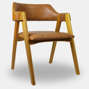 Ver imagem 1 de Cadeira de Madeira Viena Encosto Curvado Cor Mel Estofado Facto Premium Caramelo