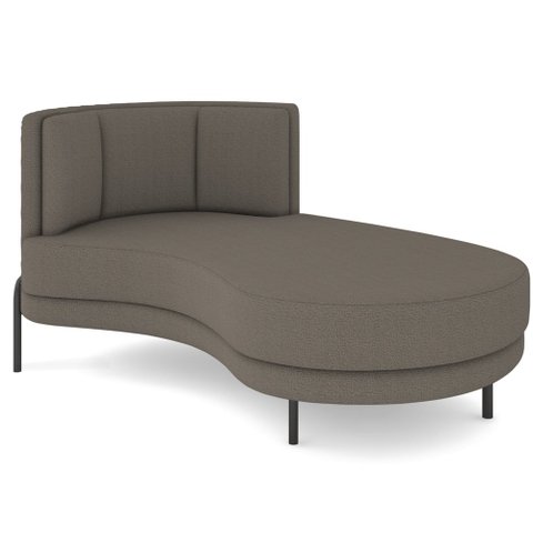 Chaise Longue Divã 164cm Braço Direito Logus D06 Bouclê Bege Escuro - Mpozenato
