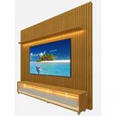 Ver imagem 1 de Rack com Painel Ripado com Led e Rodízio Nobre com Off White - Gelius Móveis