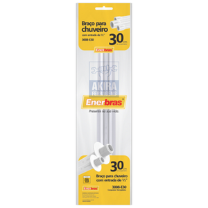 Cano Braço Enerbras Chuveiro Ducha 30cm 1/2 Branco