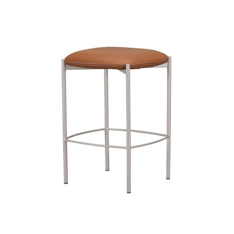 Banqueta Violette Alta sem Encosto Couro Caramelo Base Aluminium - 77232