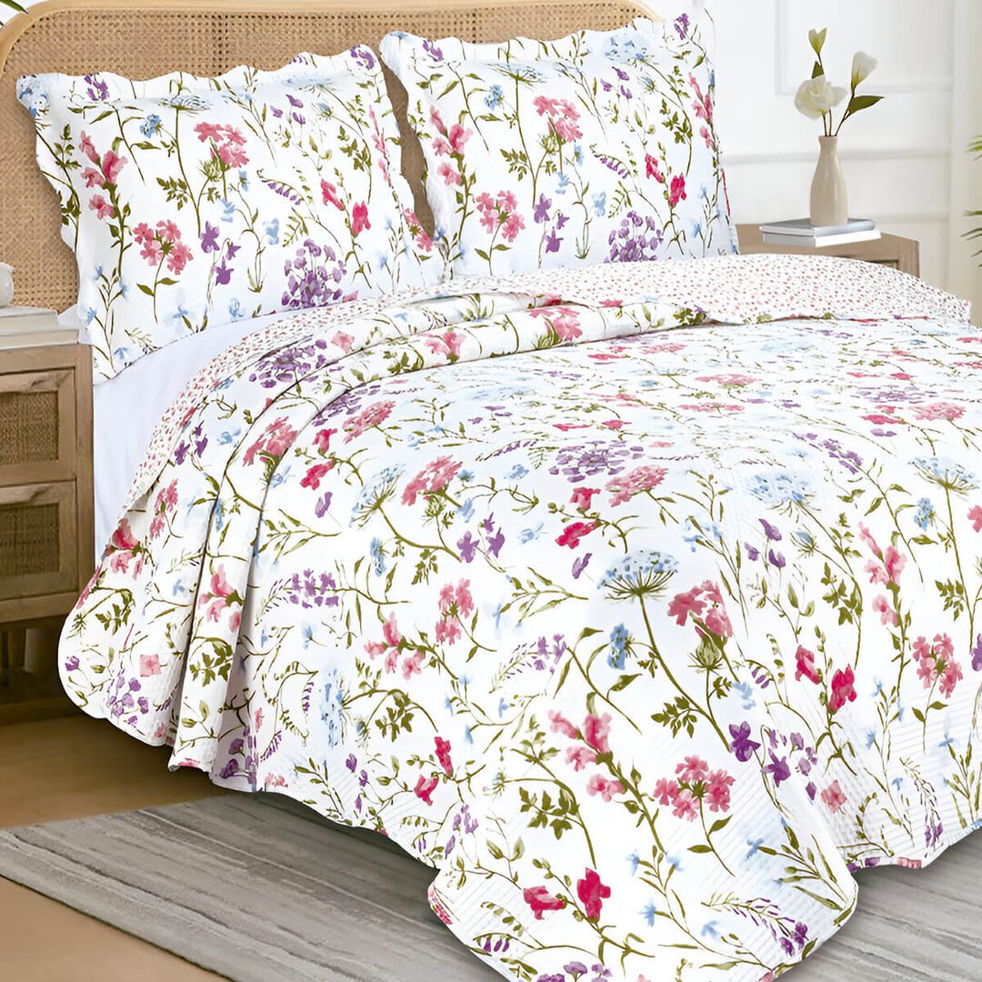 Kit Colcha Queen 3 Peças Camesa Garden Floral