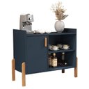 Ver imagem 2 de Aparador Buffet Luxor Estilo Retrô com Pés de Madeira e Porta Unica Azul