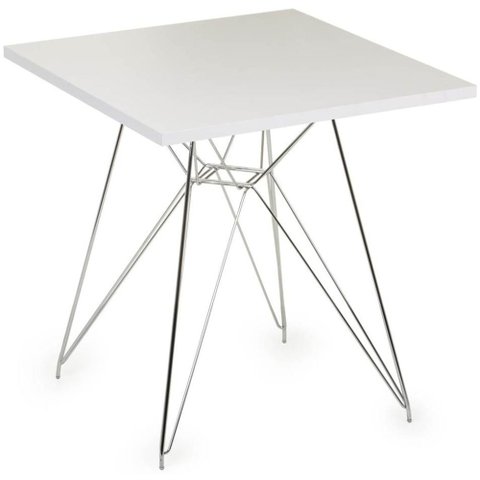 Mesa Eames 80 Cm Tampo Quadrado Branco Base Torre Cromada - 28737