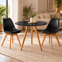 Ver imagem 1 de Conjunto Mesa de Jantar Redonda Preta 80cm com 2 Cadeiras Saarinen Leda Almofadadas para Sala de Jan