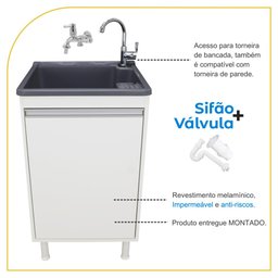 Tanque Lavanderia 26 Litros Torneira de Bancada + Gabinete Cor:cinza - 3