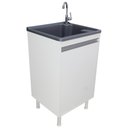 Ver imagem 1 de Tanque Lavanderia 26 Litros Torneira de Bancada + Gabinete Cor:cinza