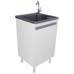 Tanque Lavanderia 26 Litros Torneira de Bancada + Gabinete Cor:cinza - 1