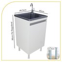 Ver imagem 2 de Tanque Lavanderia 26 Litros Torneira de Bancada + Gabinete Cor:cinza