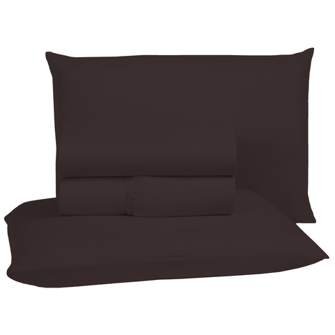 Roupa de Cama King Size 400 Fios 4 Peças com Virol Hotel Pousada Macio Acetinado:marrom